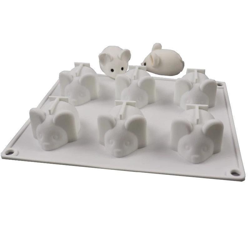 Moule en silicone en forme de souris pour gâteau, gelée, fondant, emporte-pièce, moule à chocolat, outils de décoration en silicone avec trou, moule à bonbons, chocolat, fondant pour savon, pudding, gelée, décoration de cupcake