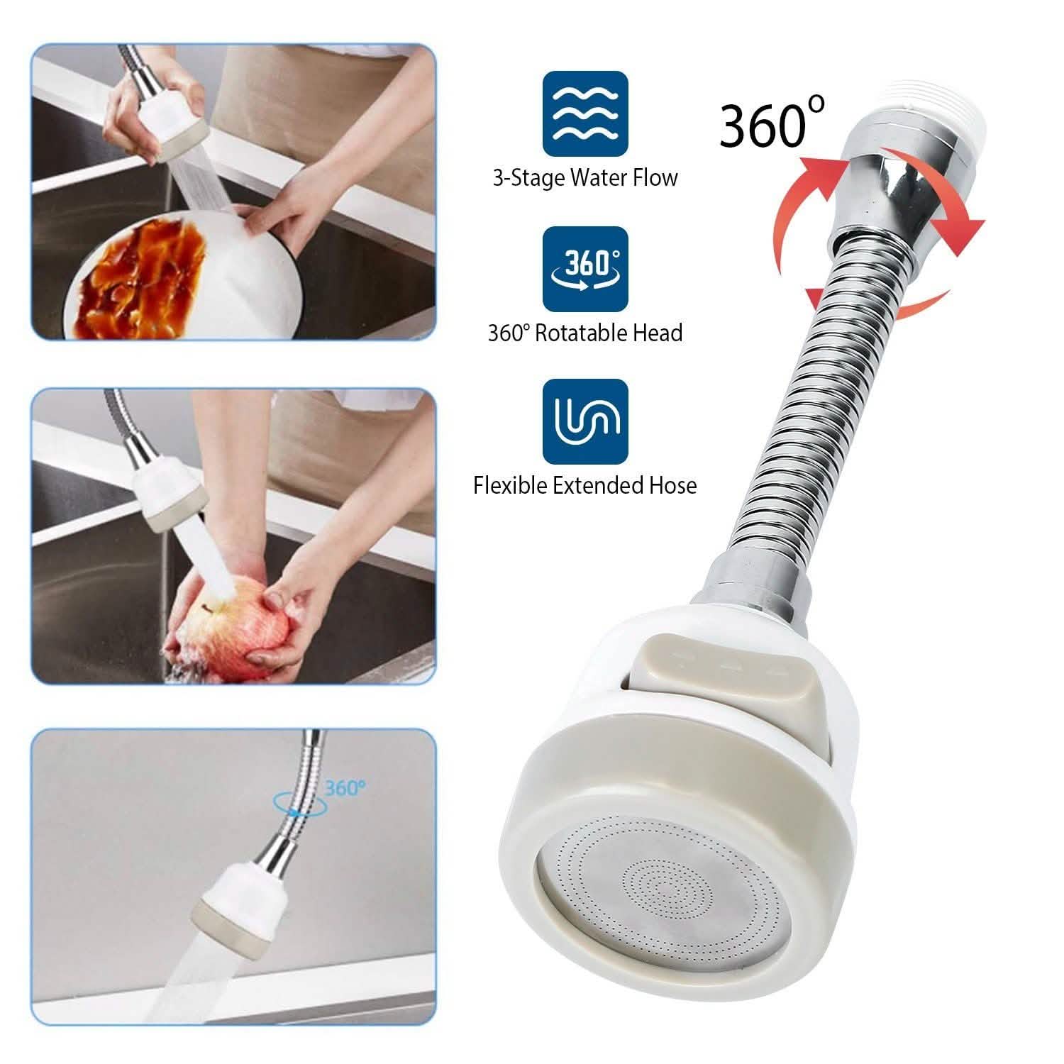Tête de robinet de cuisine mobile rotative à 360°