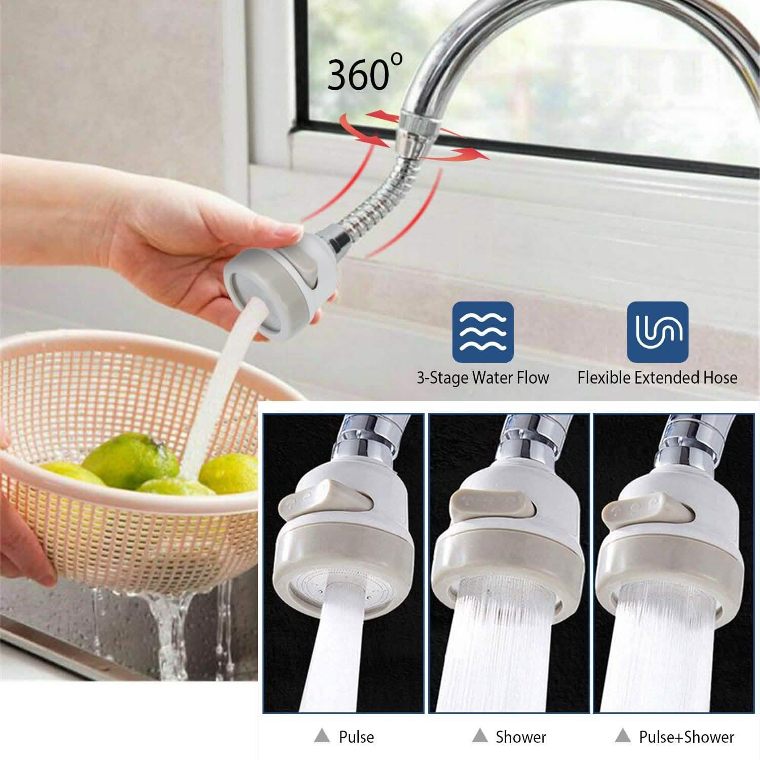 Tête de robinet de cuisine mobile rotative à 360°