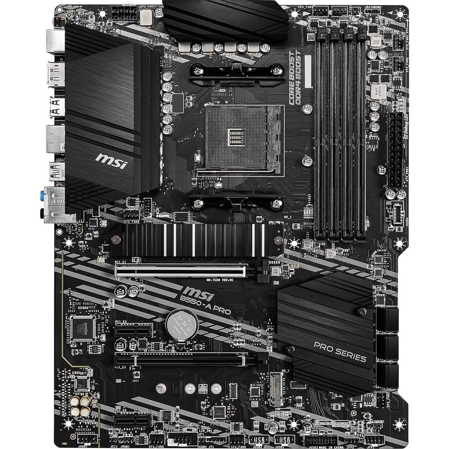 Carte mère MSI B550-A PRO ProSeries (AMD AM4, DDR4, PCIe 4.0, SATA 6Gb/s, M.2, USB 3.2 Gen 2, HDMI/DP, ATX) (Reconditionné)
