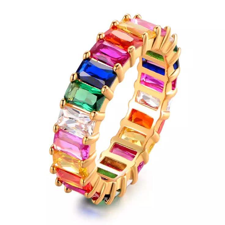 Bague éternité multicolore ornée de cristaux Swarovski