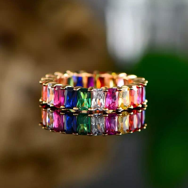 Bague éternité multicolore ornée de cristaux Swarovski
