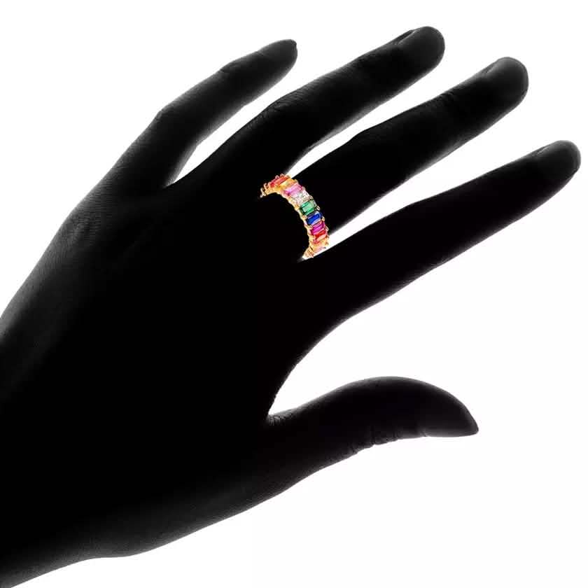 Bague éternité multicolore ornée de cristaux Swarovski