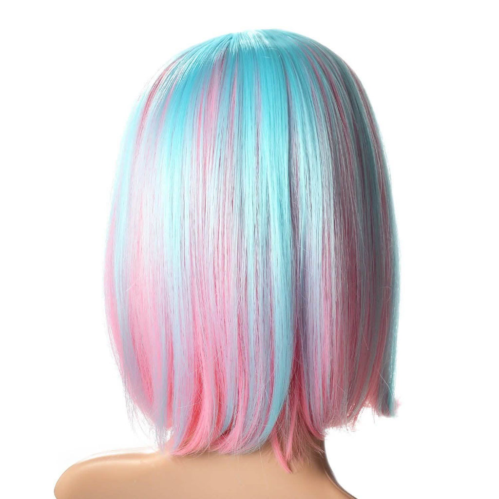 Perruque courte bob ombrée multicolore