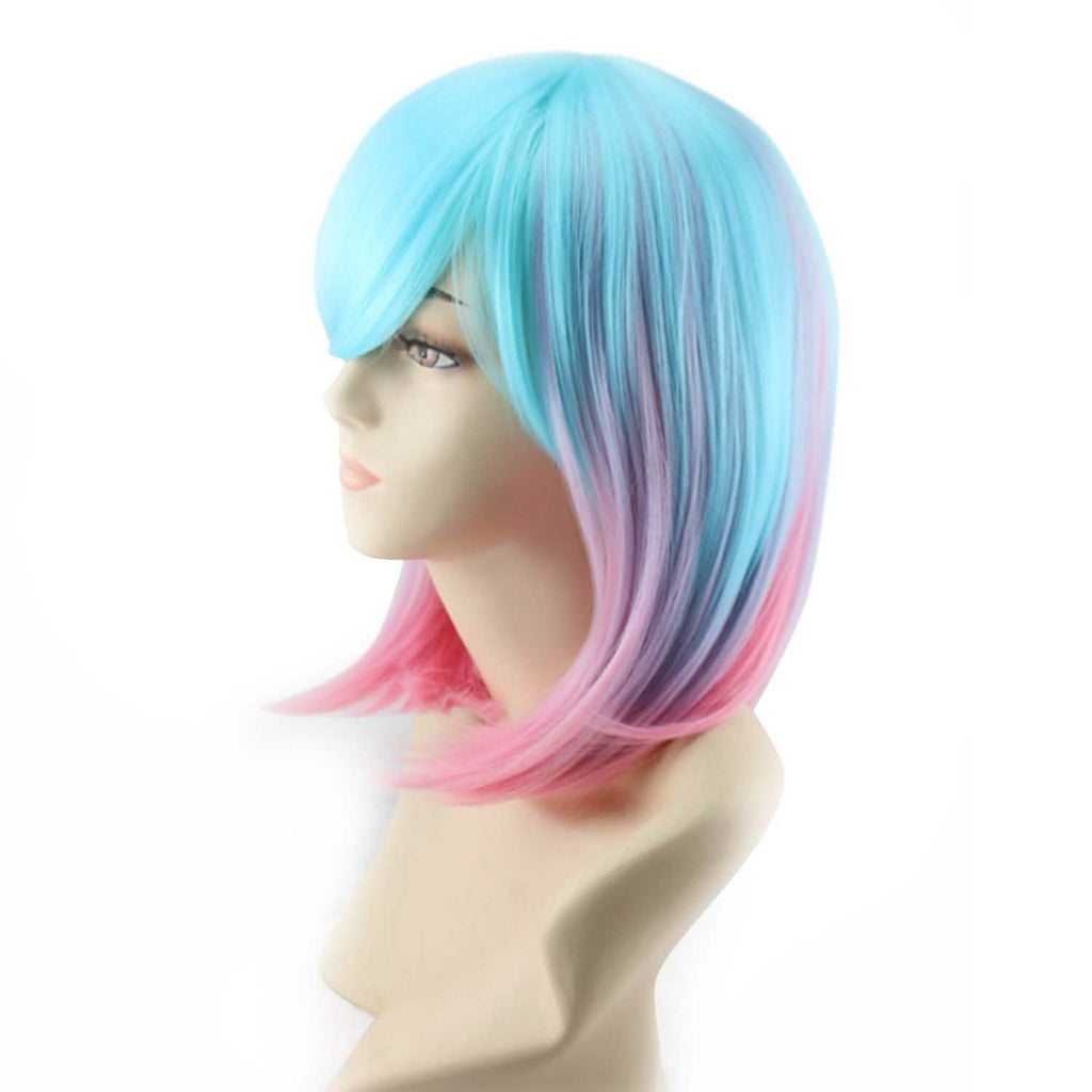Perruque courte bob ombrée multicolore