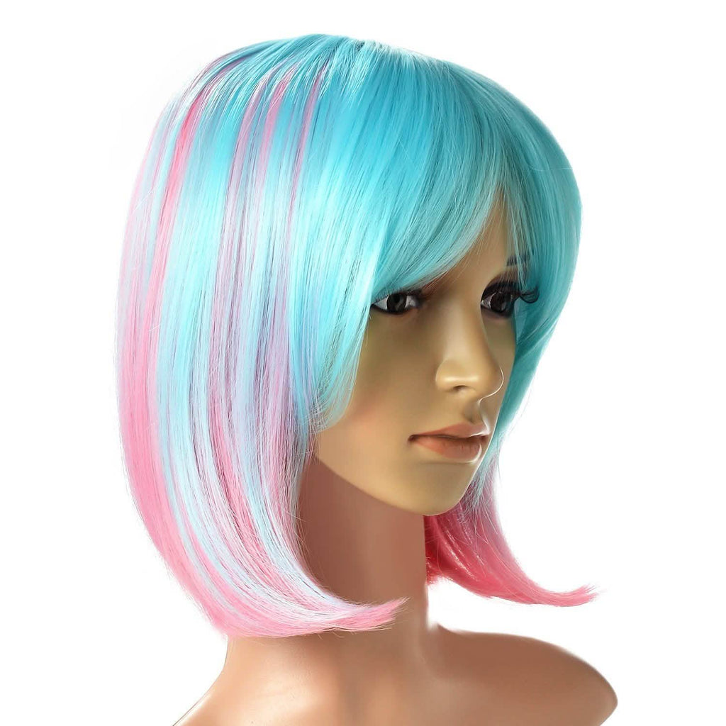 Perruque courte bob ombrée multicolore
