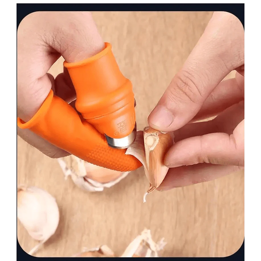 Protection de doigt multifonctionnelle en silicone, 1 ensemble, avec lame pour fruits et légumes, couteau de pouce, protège-doigts, accessoires de cuisine.