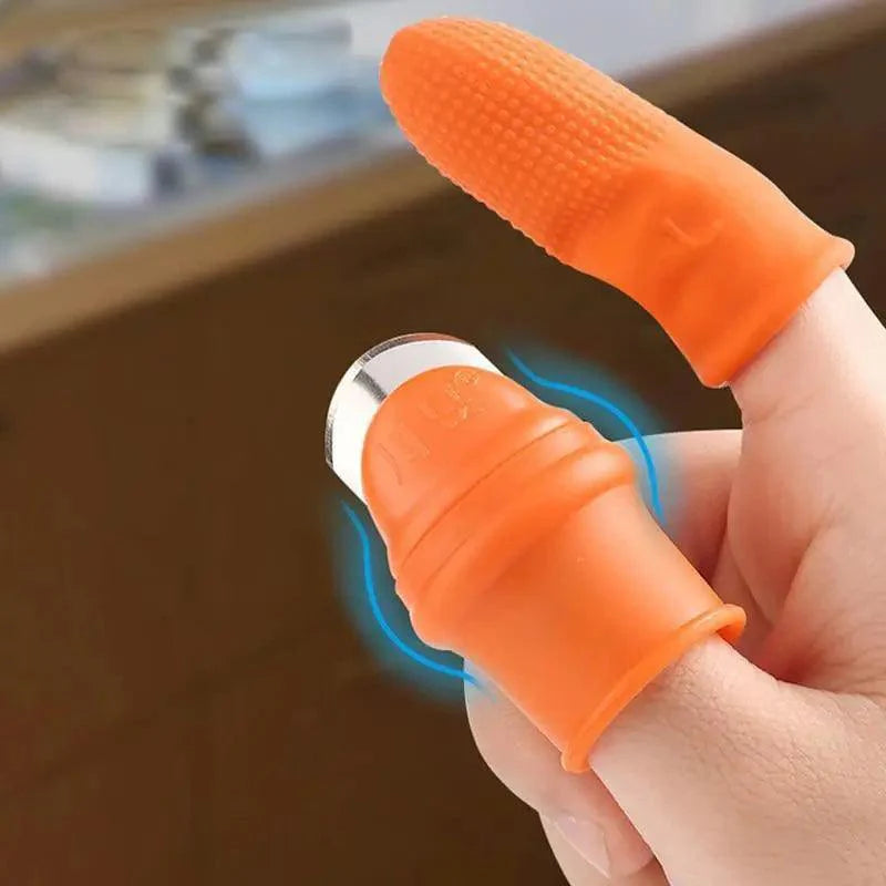 Protection de doigt multifonctionnelle en silicone, 1 ensemble, avec lame pour fruits et légumes, couteau de pouce, protège-doigts, accessoires de cuisine.