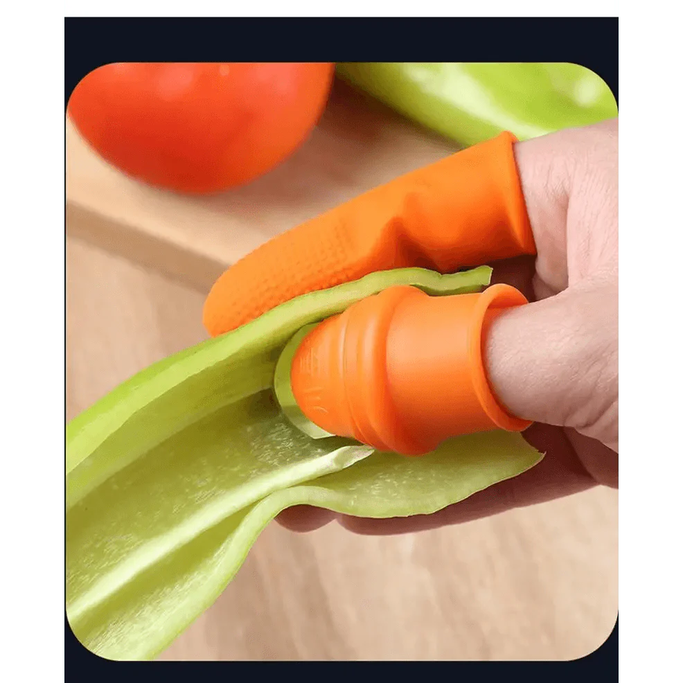 Protection de doigt multifonctionnelle en silicone, 1 ensemble, avec lame pour fruits et légumes, couteau de pouce, protège-doigts, accessoires de cuisine.