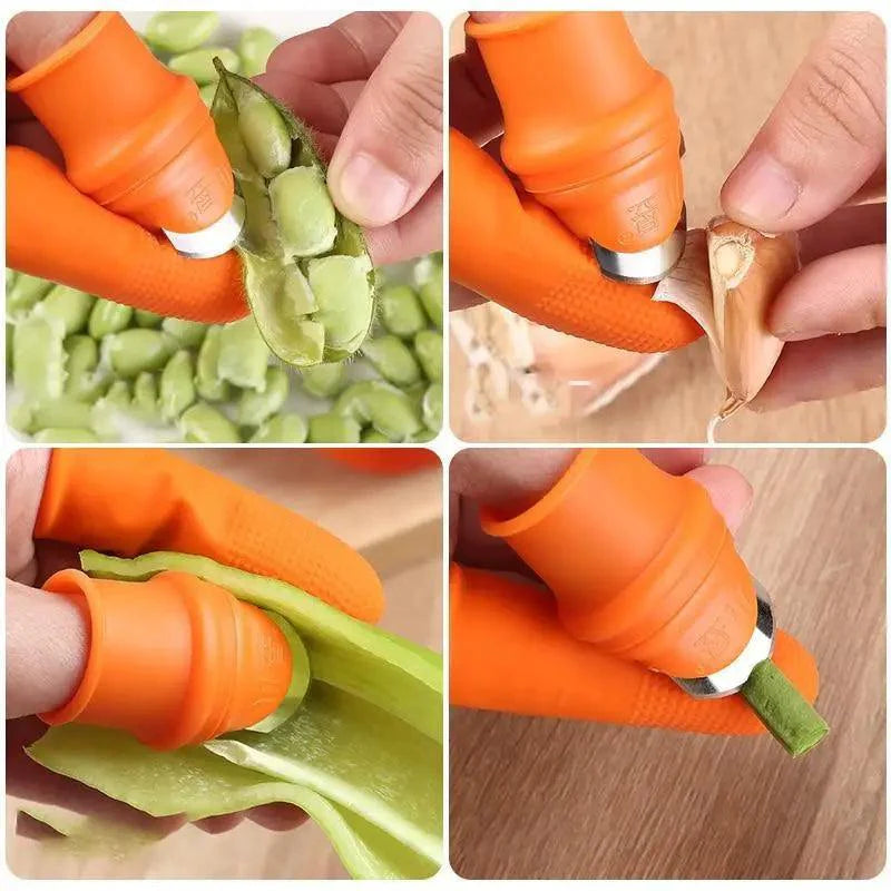 Protection de doigt multifonctionnelle en silicone, 1 ensemble, avec lame pour fruits et légumes, couteau de pouce, protège-doigts, accessoires de cuisine.