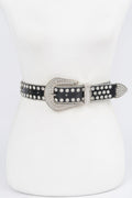 Ceinture cloutée en métal et pierres multiples