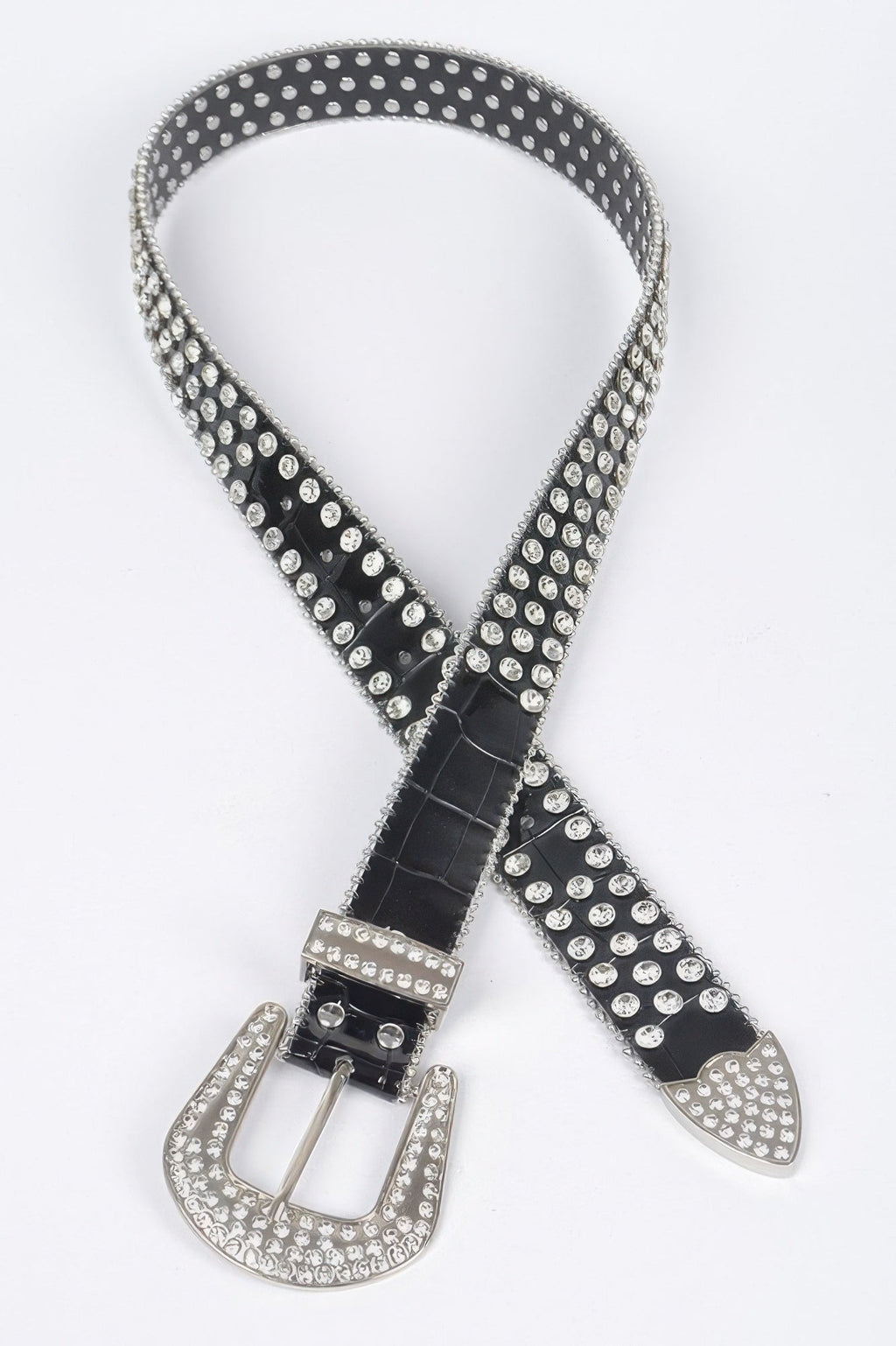 Ceinture cloutée en métal et pierres multiples