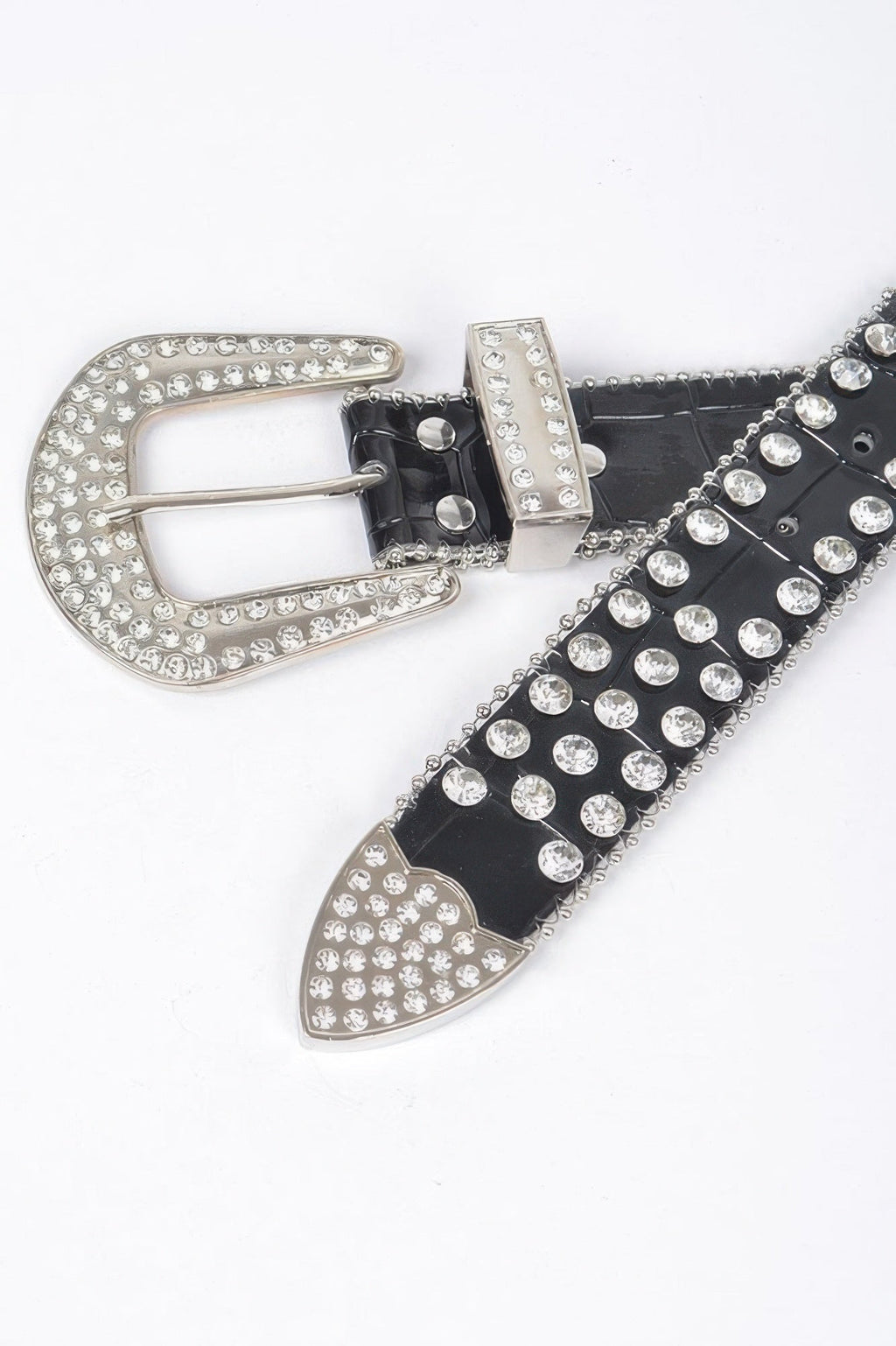 Ceinture cloutée en métal et pierres multiples
