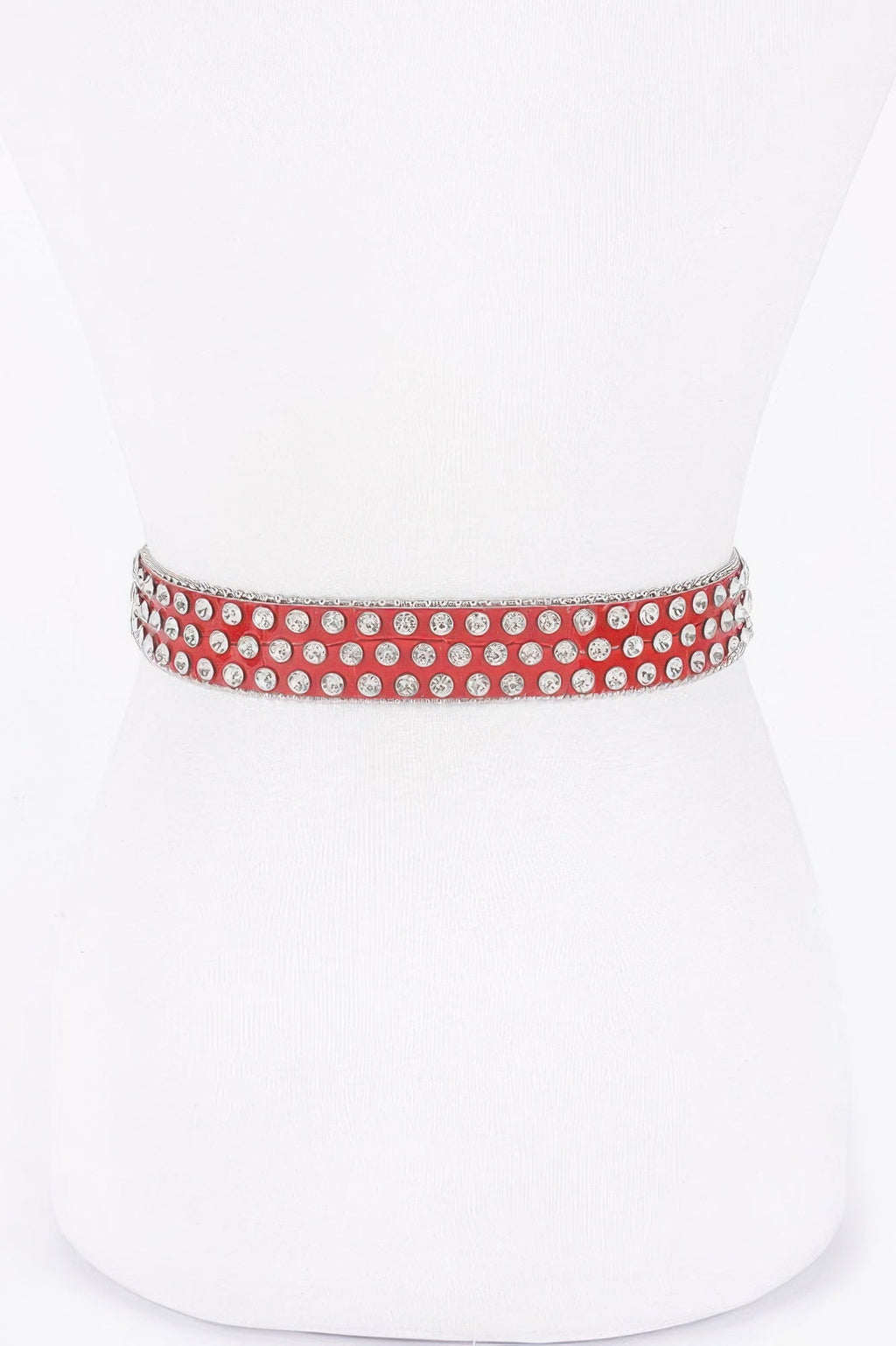 Ceinture cloutée en métal et pierres multiples