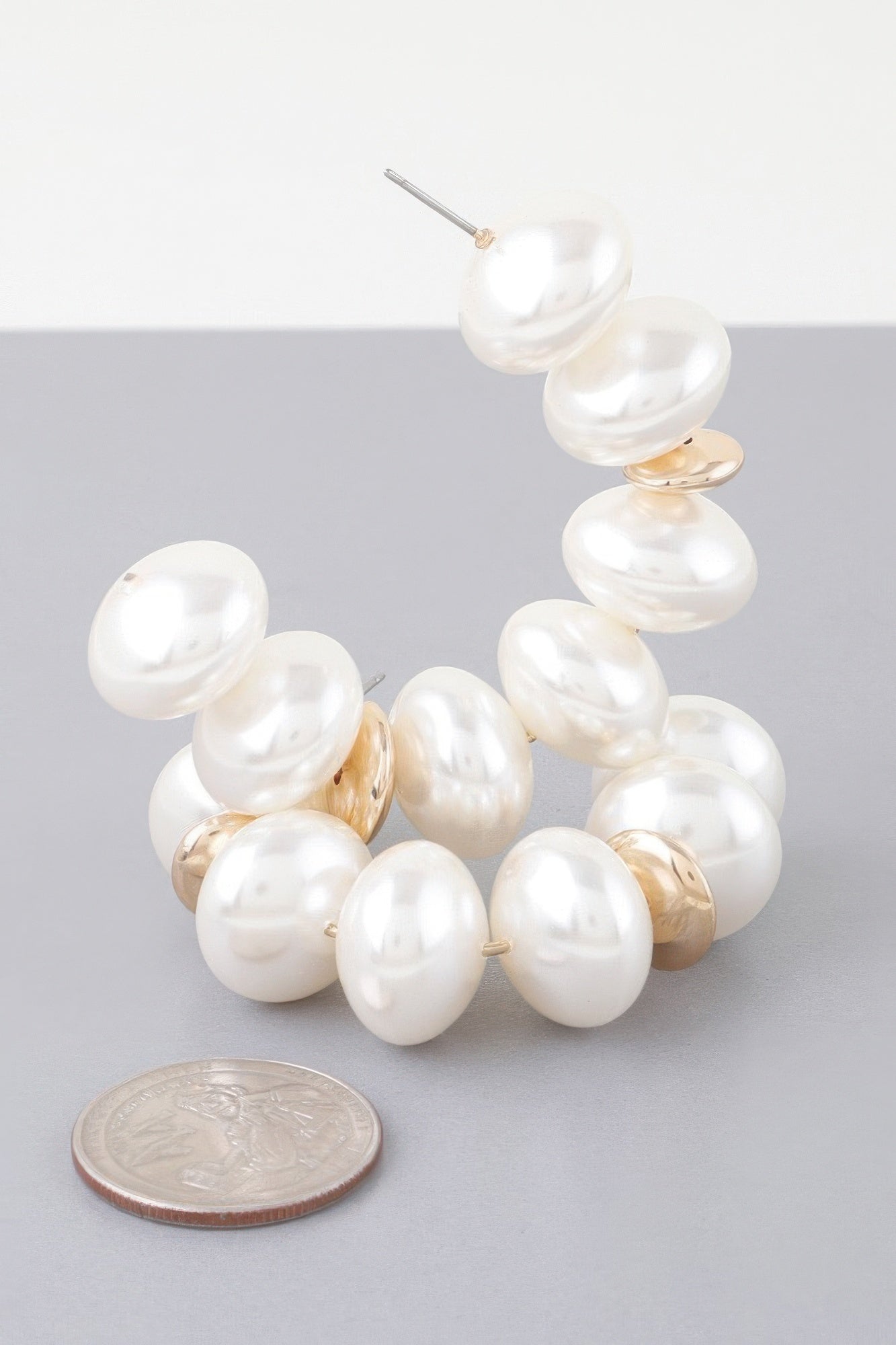Boucles d'oreilles créoles multi-ovales avec perles