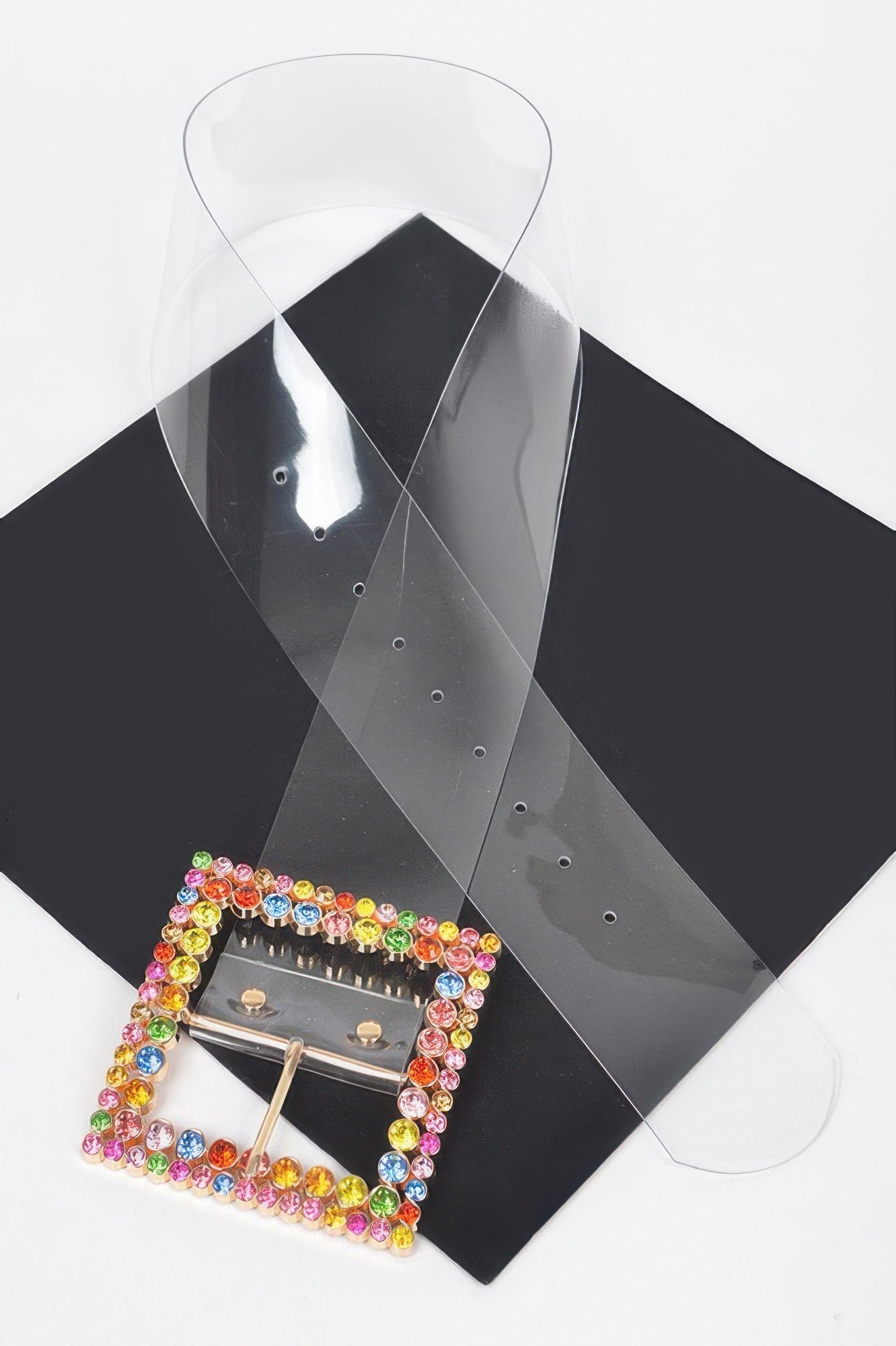 Ceinture transparente à boucle multi-strass