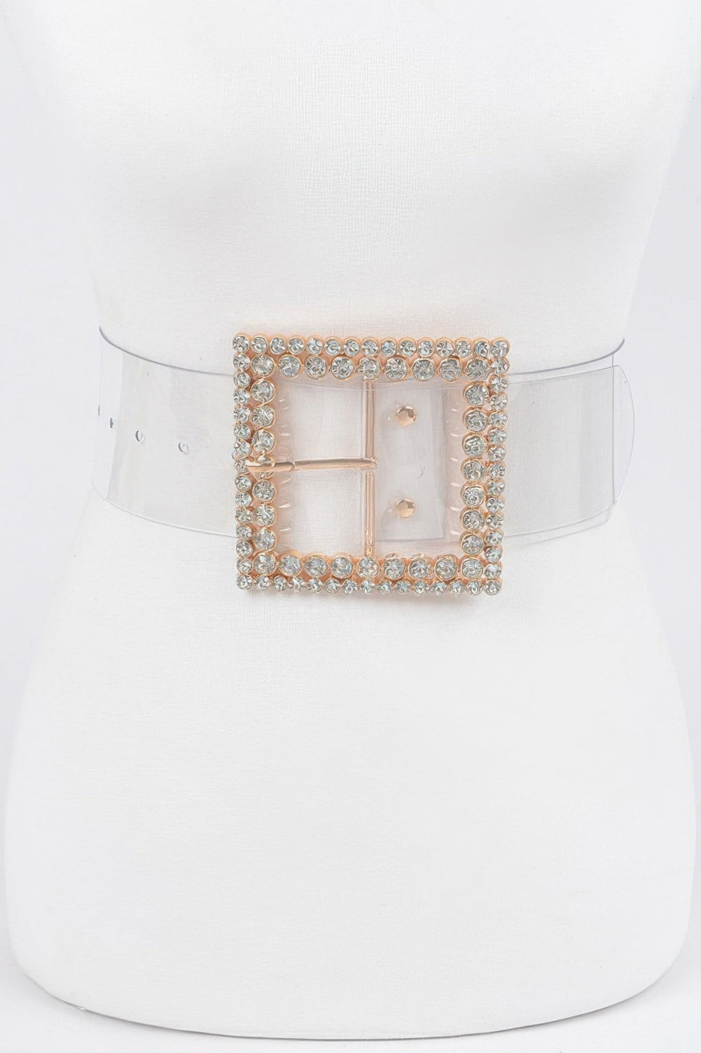 Ceinture transparente à boucle multi-strass
