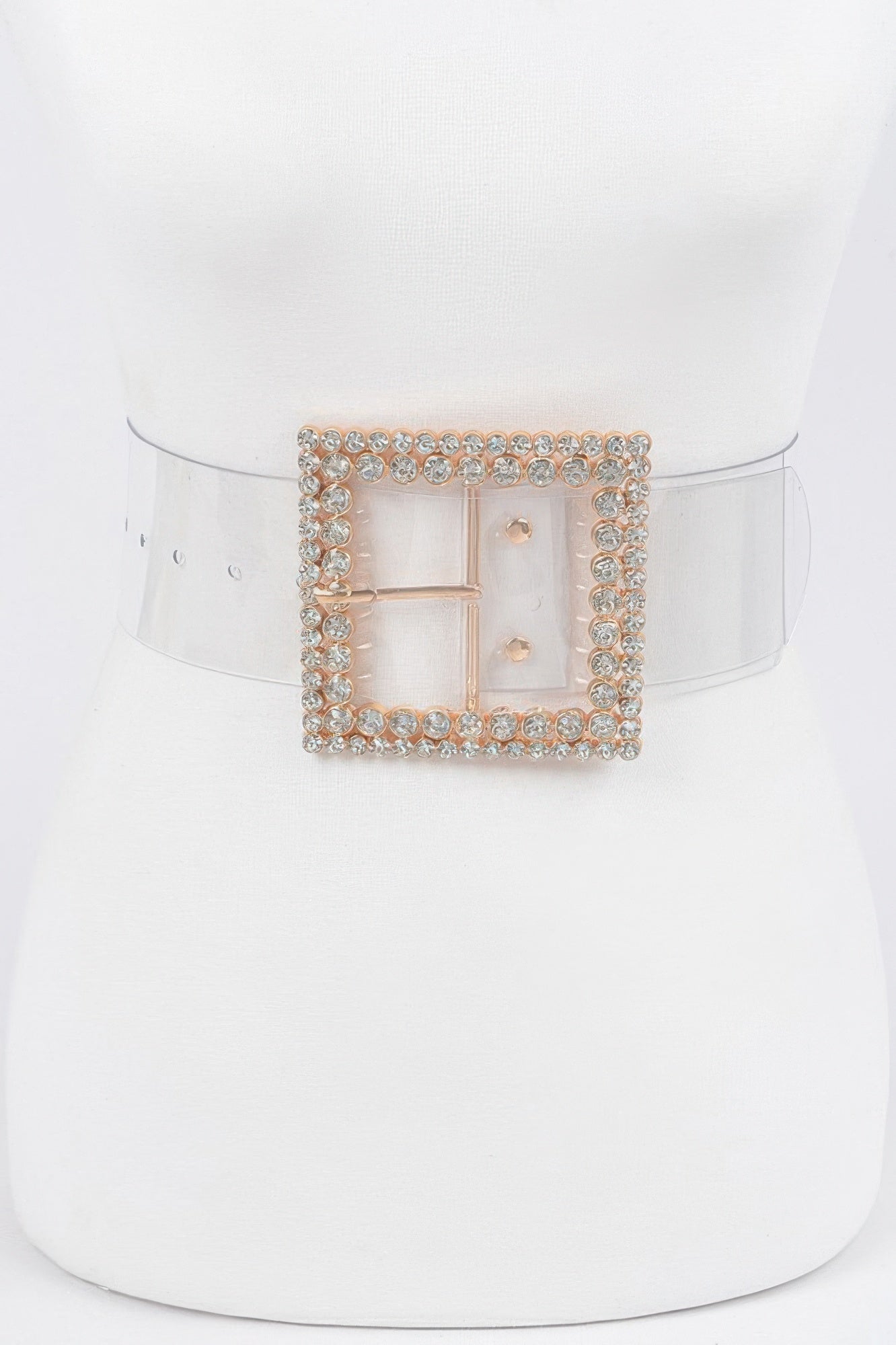 Ceinture transparente à boucle multi-strass