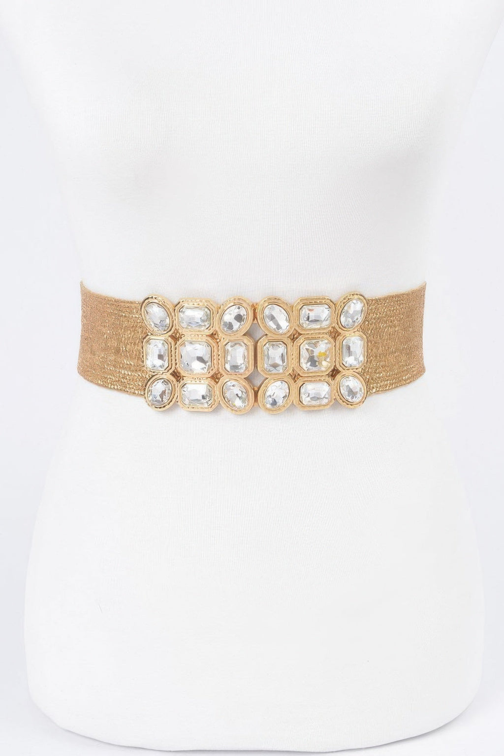 Ceinture élastique ornée de pierres métalliques multiples
