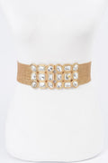 Ceinture élastique ornée de pierres métalliques multiples