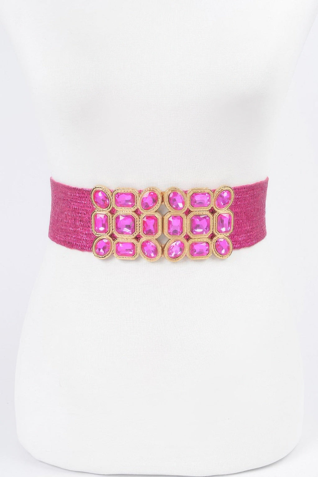 Ceinture élastique ornée de pierres métalliques multiples