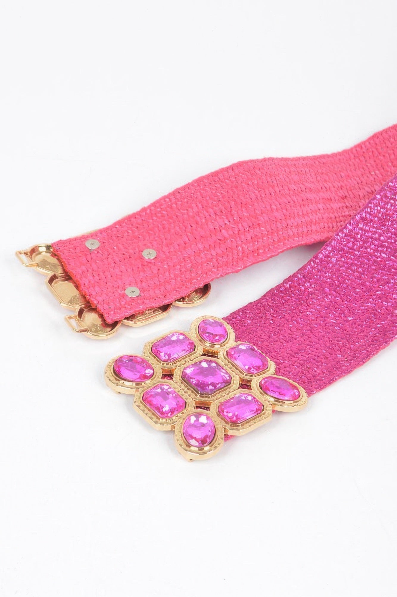 Ceinture élastique ornée de pierres métalliques multiples