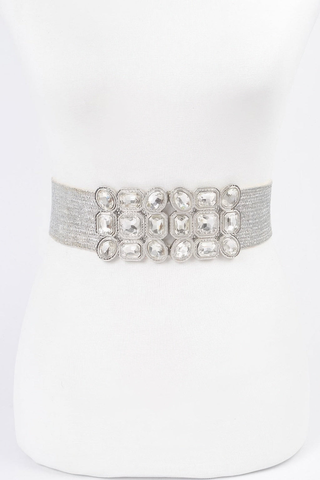 Ceinture élastique ornée de pierres métalliques multiples