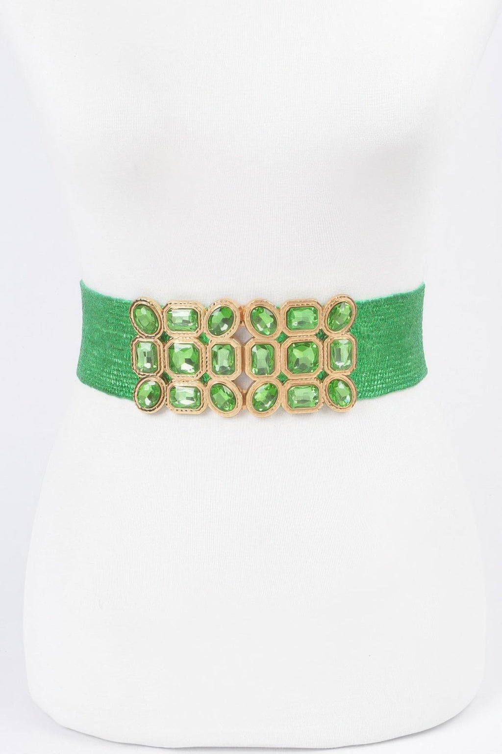 Ceinture élastique ornée de pierres métalliques multiples