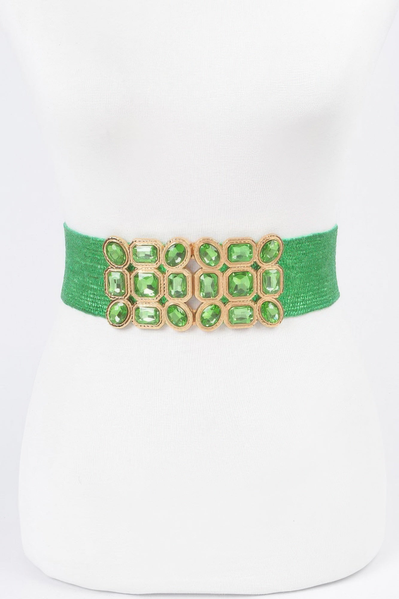 Ceinture élastique ornée de pierres métalliques multiples