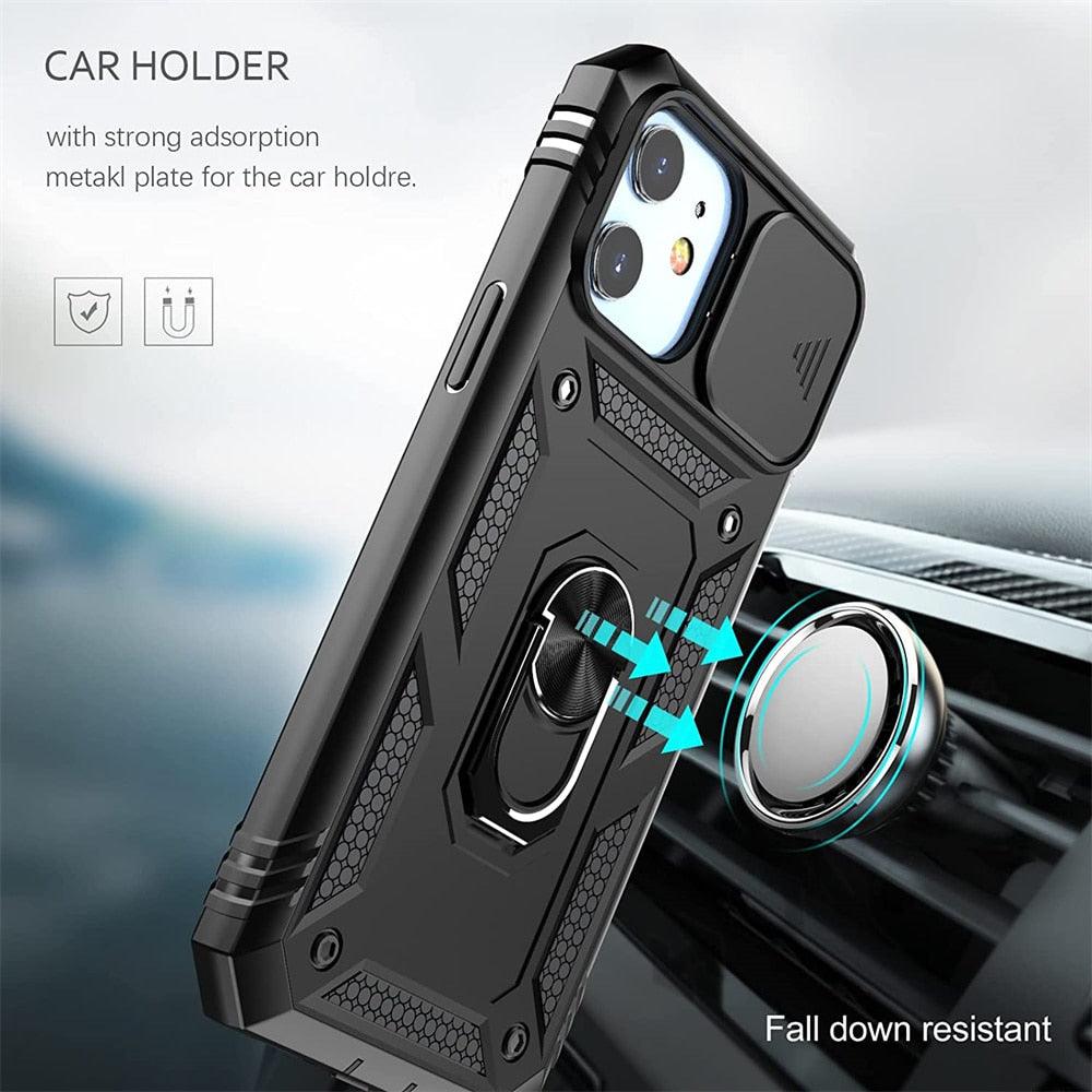 Coque de protection multifonctionnelle robuste avant et arrière antichoc pour iPhone 13 12 11 Pro Max X Max 8 Plus avec béquille rotative pour appareil photo, coque antichoc robuste