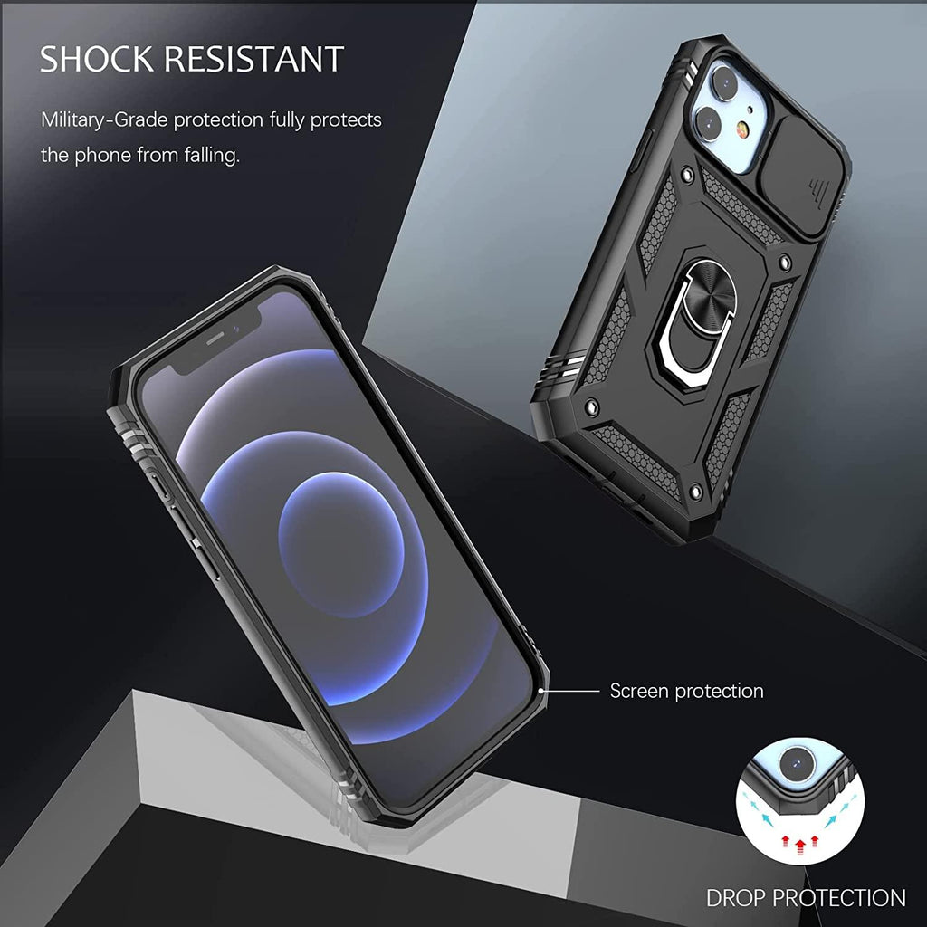 Coque de protection multifonctionnelle robuste avant et arrière antichoc pour iPhone 13 12 11 Pro Max X Max 8 Plus avec béquille rotative pour appareil photo, coque antichoc robuste