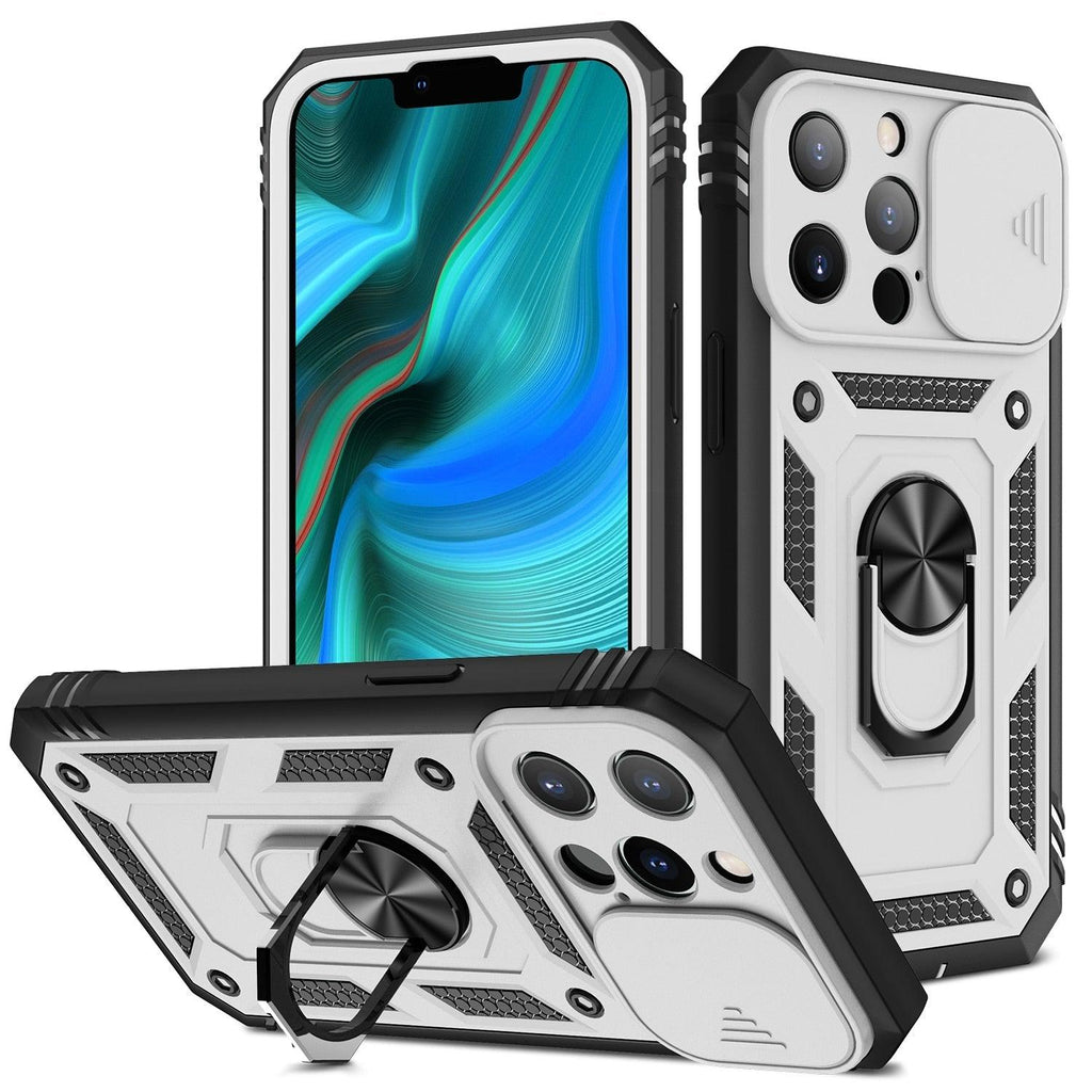 Coque de protection multifonctionnelle robuste avant et arrière antichoc pour iPhone 13 12 11 Pro Max X Max 8 Plus avec béquille rotative pour appareil photo, coque antichoc robuste