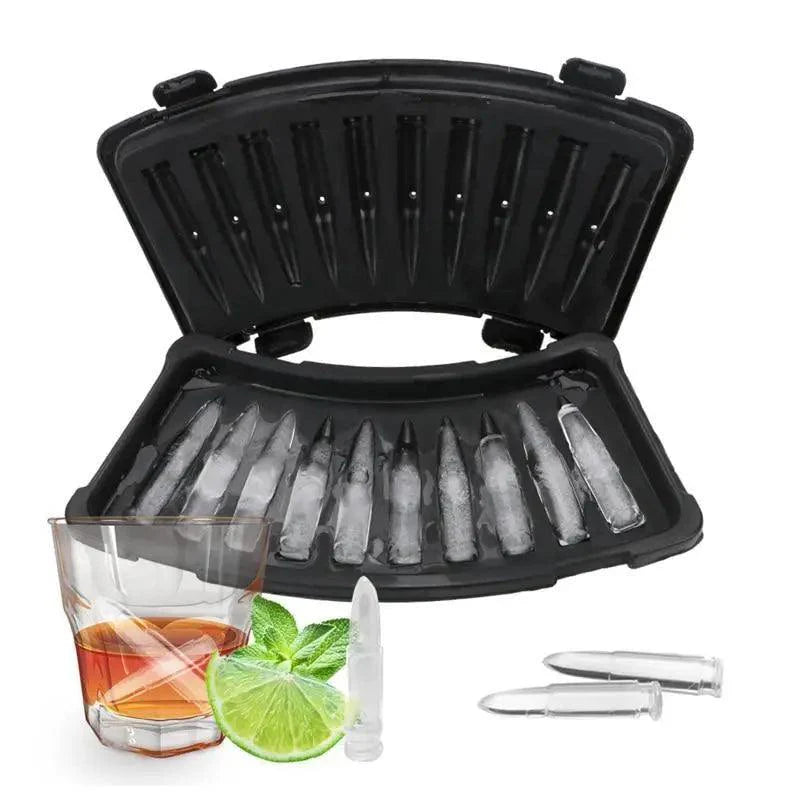 Machine à glaçons multifonctionnelle, moule de plateau créatif en gel de silice en forme de pistolet, de balle, de crâne, pour la maison, le bar, la fête, outil de bar à whisky et crème glacée.