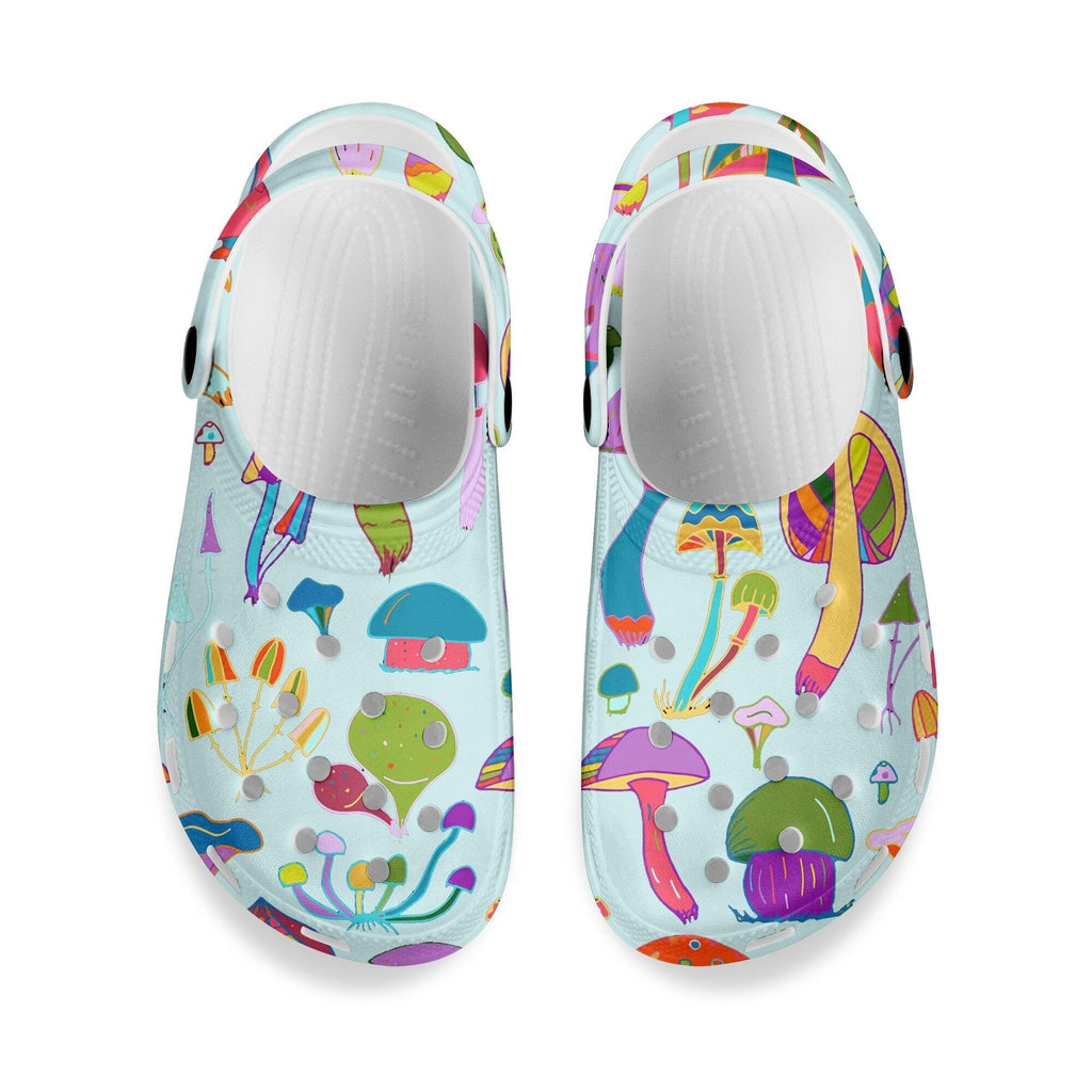 Sandales Imprimé Champignon Femme Été Antidérapantes Chaussures à Trous Sabots en Caoutchouc Jardin Plage Claquettes Plates Tendance Sabots pour Femmes Chaussures Antidérapantes
