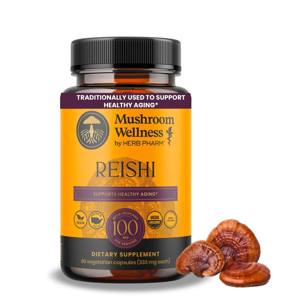 Mushroom Wellness Reishi : Gélules biologiques de champignon Reishi rouge, Complément en poudre de champignon Reishi, Soutien immunitaire, Soutien traditionnel du système nerveux et de la santé cardiovasculaire, 90 gélules végétaliennes