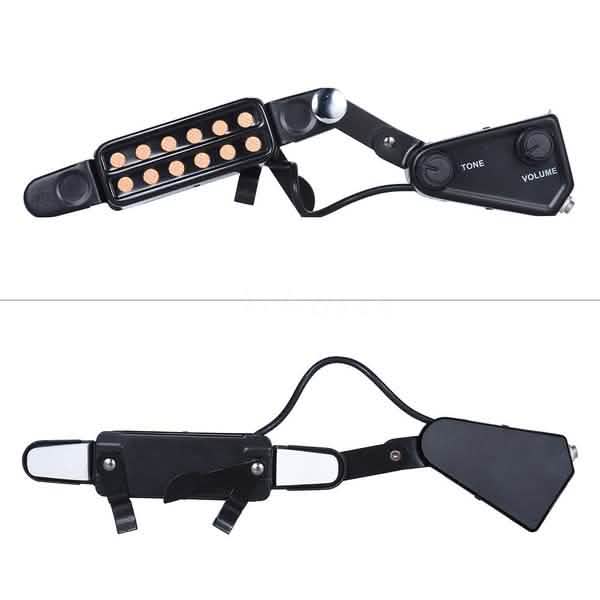 Music Tools Micro magnétique 12 trous pour guitare acoustique avec contrôle de tonalité et de volume, câble audio