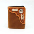 Portefeuille Homme Nocona Bifold Flip Basketweave en Cuir brut Lacé