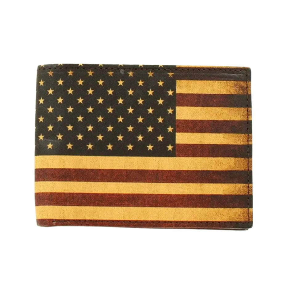 Portefeuille Nocona Bifold en cuir - Drapeau américain vintage