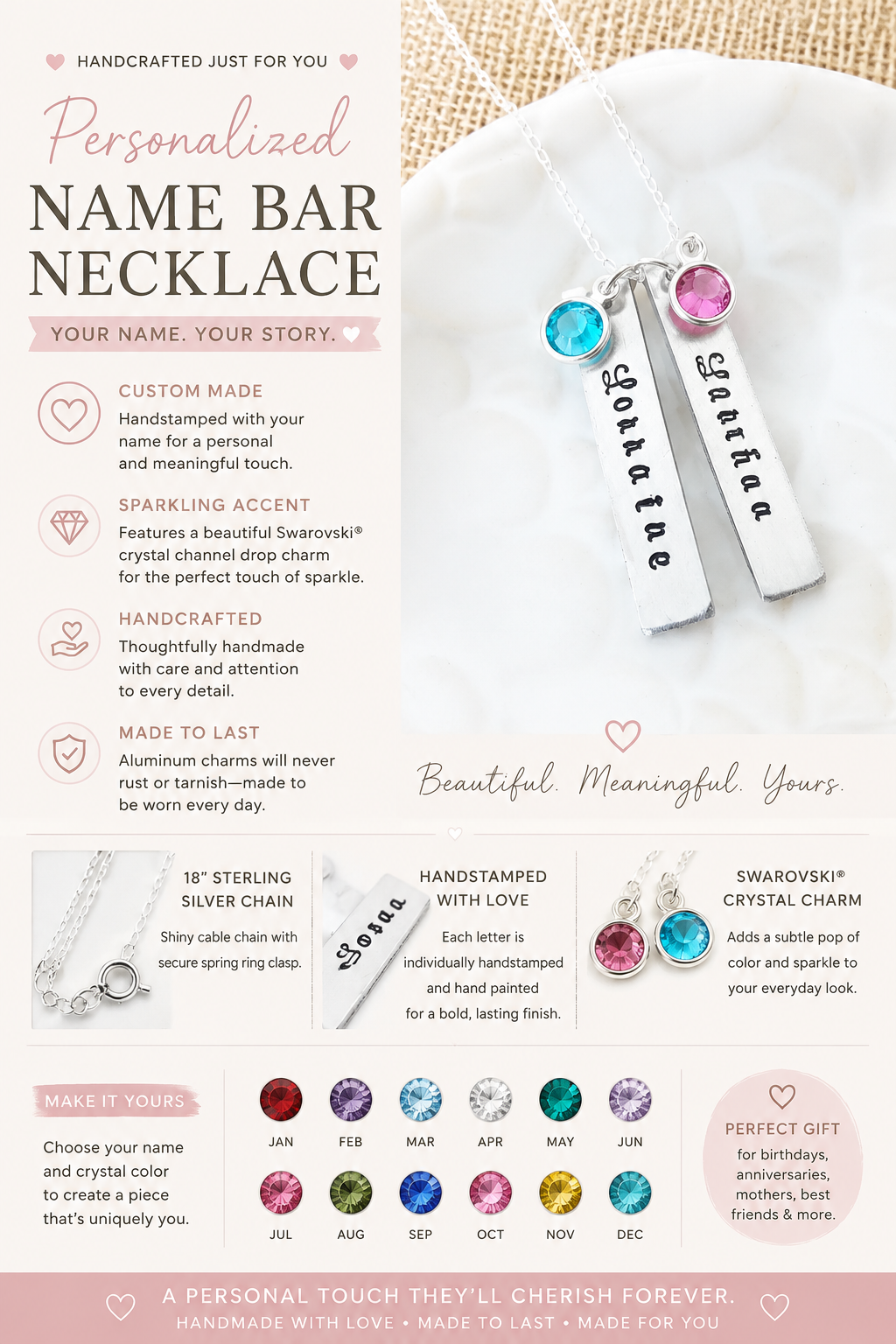 Collier Maman - Barre Nom Personnalisé - Collier en Argent Sterling