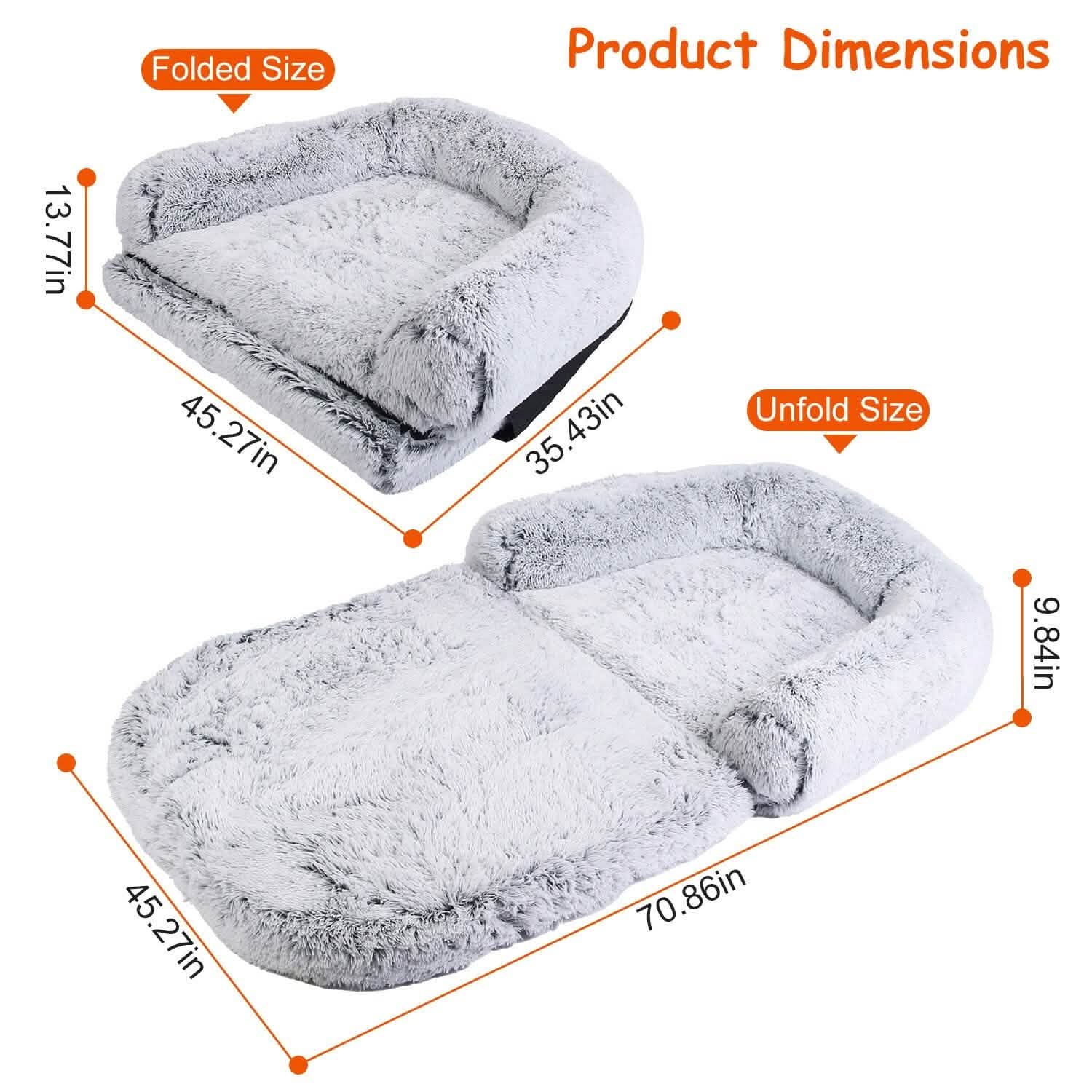 Lit pour chien taille humaine lavable en machine avec housse amovible zippée