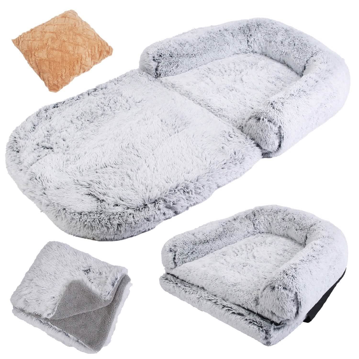 Lit pour chien taille humaine lavable en machine avec housse amovible zippée
