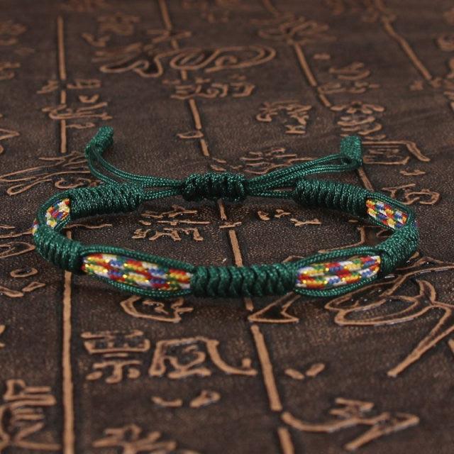 Bracelet Tressé Fait Main à Nœud Porte-Bonheur Fil Rouge Protection Ajustable Unisexe