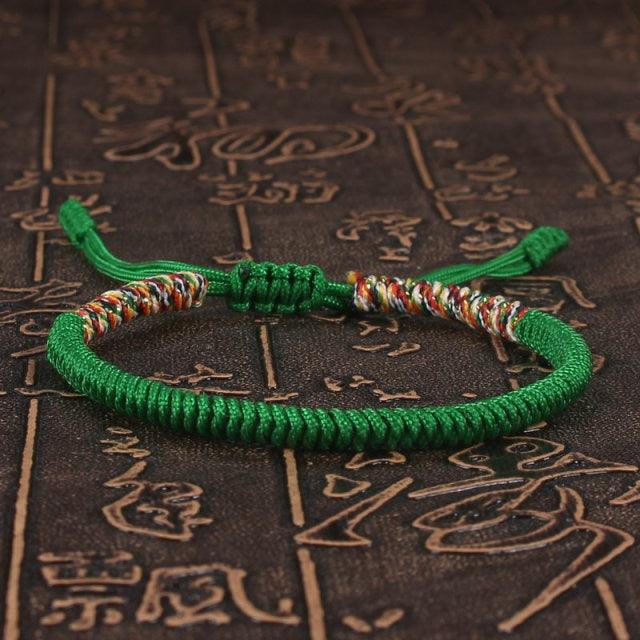 Bracelet Tressé Fait Main à Nœud Porte-Bonheur Fil Rouge Protection Ajustable Unisexe