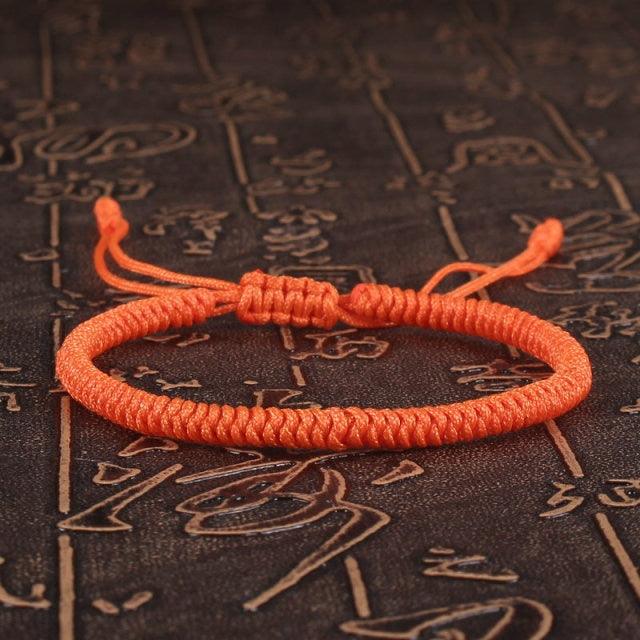 Bracelet Tressé Fait Main à Nœud Porte-Bonheur Fil Rouge Protection Ajustable Unisexe