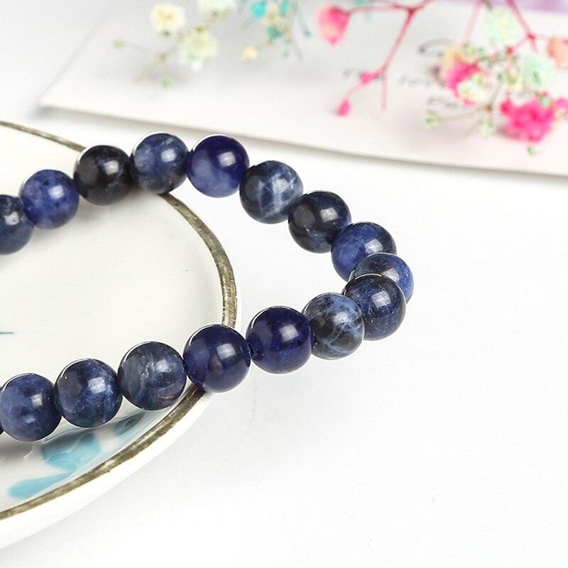 Bracelet élastique avec perles rondes en pierre naturelle bleue, bijou tendance, bracelet en perles de pierres de guérison pour femmes et hommes, bracelet en pierres précieuses, bracelet en cristal, bracelets ajustables extensibles unisexes 8 mm