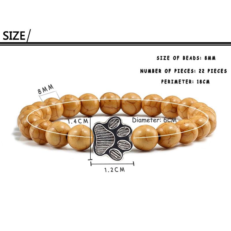 Bracelet d'amitié en pierre de lave naturelle noire mate, motif patte, bijou commémoratif pour animaux de compagnie, chien et chat, bracelets pour femmes et hommes, bracelet de yoga anti-stress, bracelet d'humeur, cadeaux pour femmes et jeunes filles