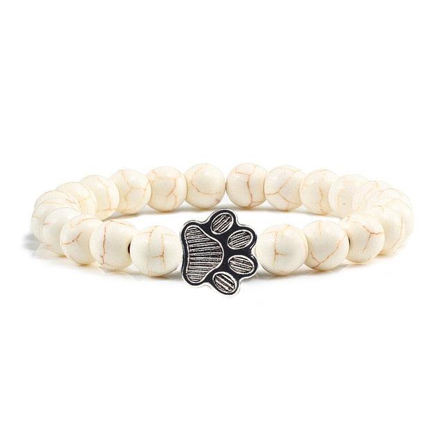 Bracelet d'amitié en pierre de lave naturelle noire mate, motif patte, bijou commémoratif pour animaux de compagnie, chien et chat, bracelets pour femmes et hommes, bracelet de yoga anti-stress, bracelet d'humeur, cadeaux pour femmes et jeunes filles