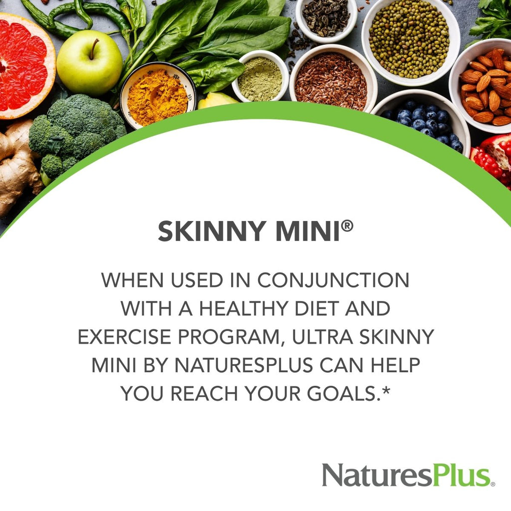 Natures Plus - Skinny Mini Formule Énergisante pour la Perte de Poids - 90 Gélules Végétariennes