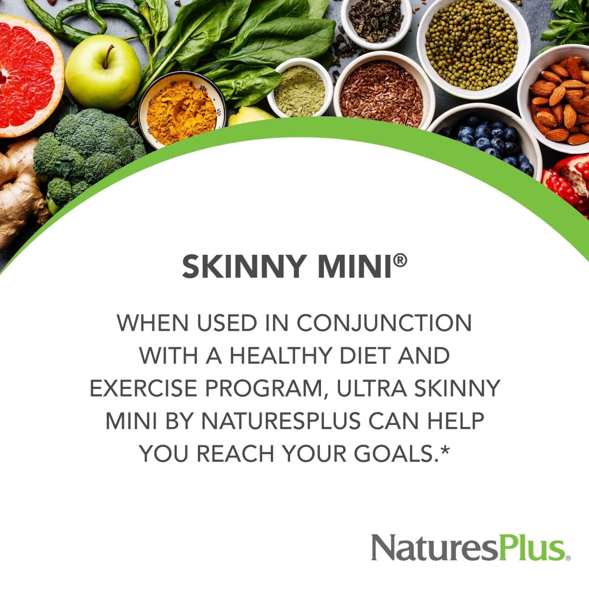 Natures Plus - Skinny Mini Formule Énergisante pour la Perte de Poids - 90 Gélules Végétariennes