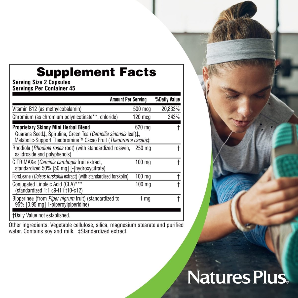 Natures Plus - Skinny Mini Formule Énergisante pour la Perte de Poids - 90 Gélules Végétariennes